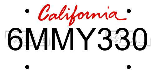6MMY330 California License Plate
