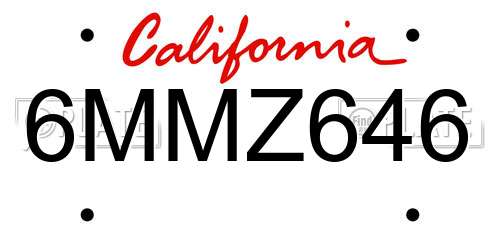 6MMZ646 California License Plate