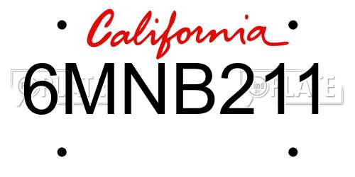 6MNB211 California License Plate