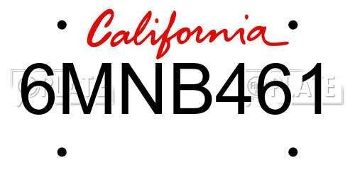 6MNB461 California License Plate