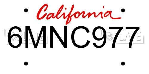 6MNC977 California License Plate