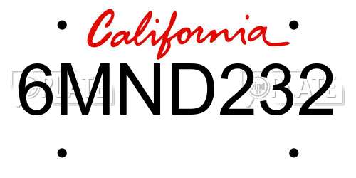 6MND232 California License Plate