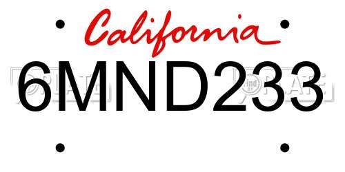 6MND233 California License Plate