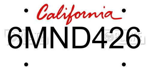 6MND426 California License Plate