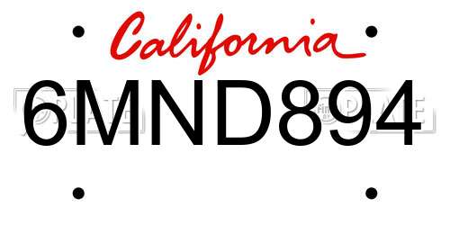 6MND894 California License Plate