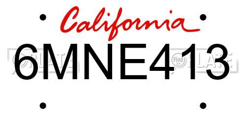 6MNE413 California License Plate