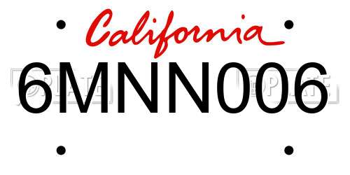 6MNN006 California License Plate