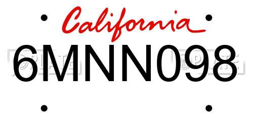 6MNN098 California License Plate