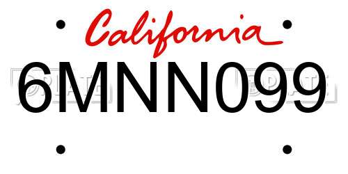 6MNN099 California License Plate