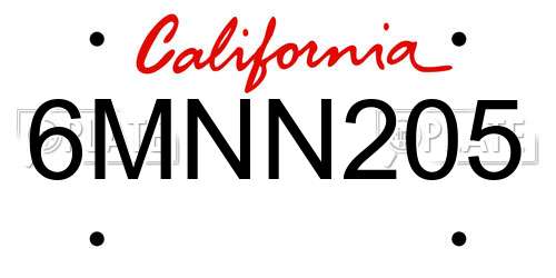 6MNN205 California License Plate