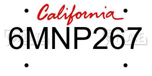 6MNP267 California License Plate