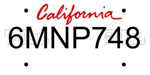6MNP748 California License Plate