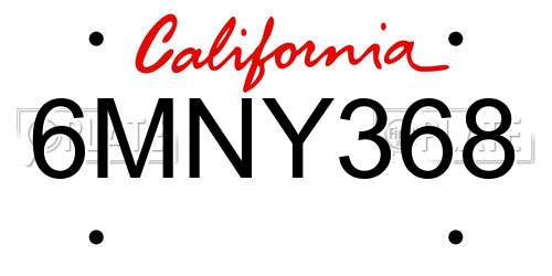 6MNY368 California License Plate