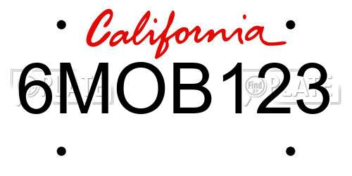 6MOB123 California License Plate