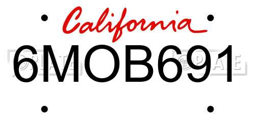 6MOB691 California License Plate