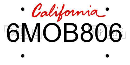6MOB806 California License Plate