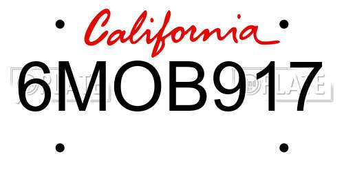 6MOB917 California License Plate