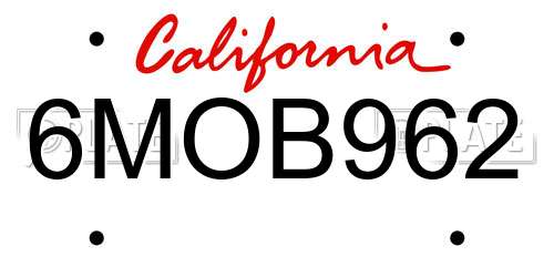 6MOB962 California License Plate