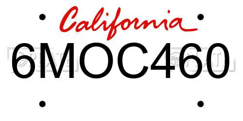 6MOC460 California License Plate