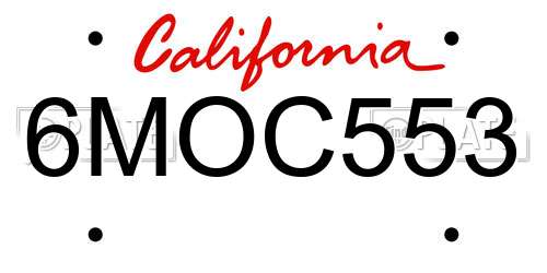 6MOC553 California License Plate