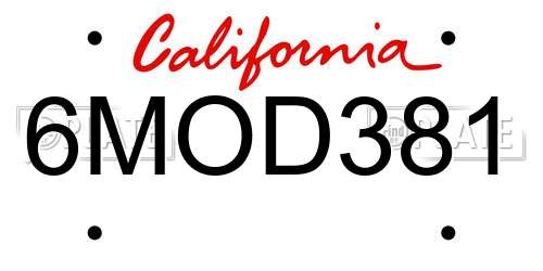 6MOD381 California License Plate