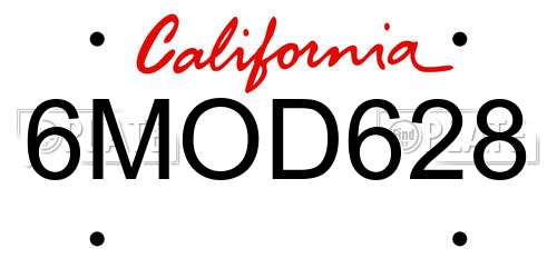 6MOD628 California License Plate