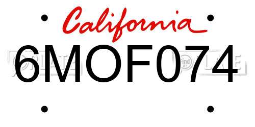 6MOF074 California License Plate