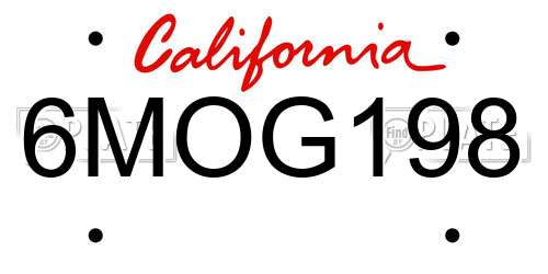 6MOG198 California License Plate
