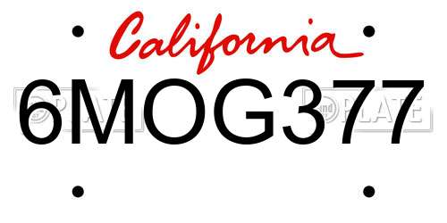6MOG377 California License Plate