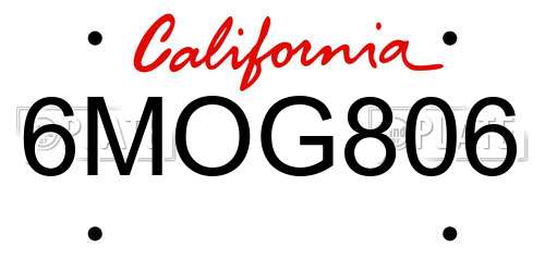 6MOG806 California License Plate