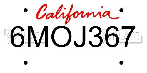 6MOJ367 California License Plate