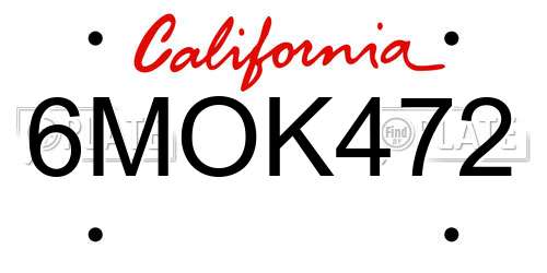 6MOK472 California License Plate