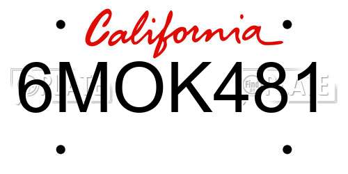 6MOK481 California License Plate