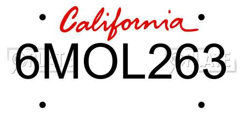 6MOL263 California License Plate