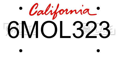 6MOL323 California License Plate