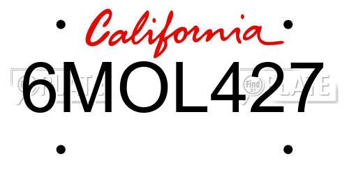 6MOL427 California License Plate