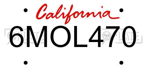 6MOL470 California License Plate
