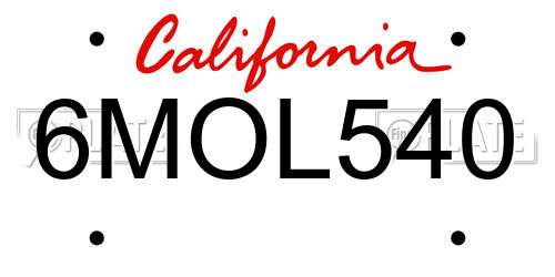 6MOL540 California License Plate