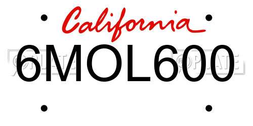 6MOL600 California License Plate