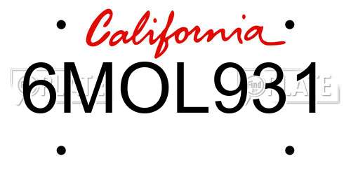 6MOL931 California License Plate
