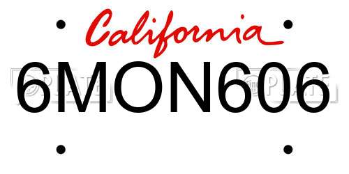 6MON606 California License Plate