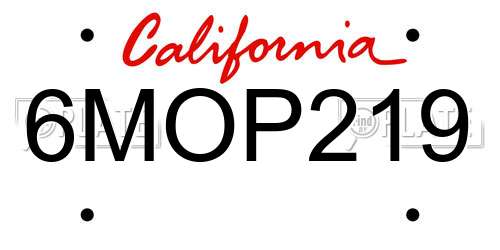 6MOP219 California License Plate