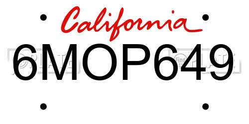 6MOP649 California License Plate