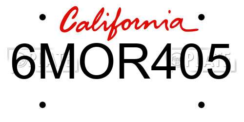 6MOR405 California License Plate