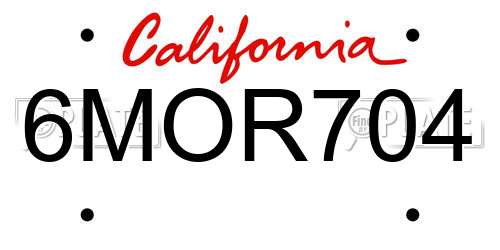 6MOR704 California License Plate