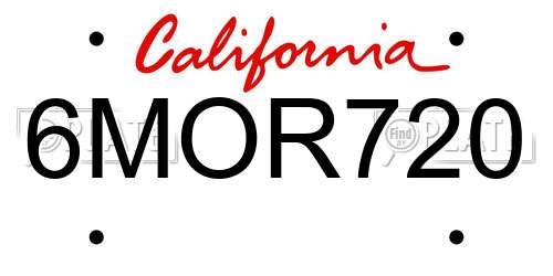 6MOR720 California License Plate