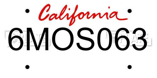 6MOS063 California License Plate
