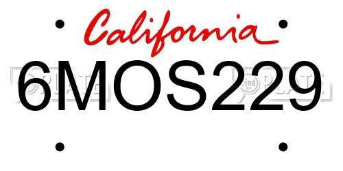 6MOS229 California License Plate