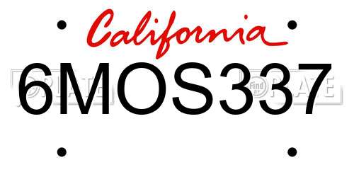 6MOS337 California License Plate