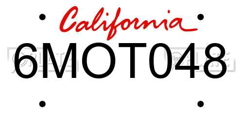 6MOT048 California License Plate